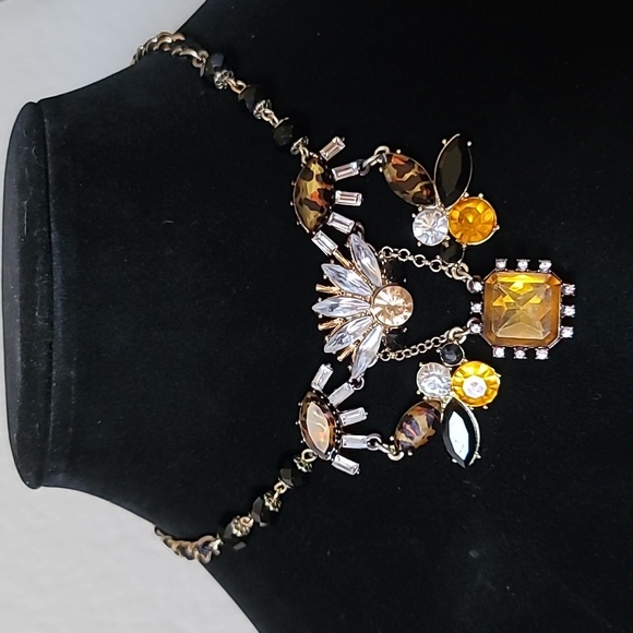 Vintage! BETSEY JOHNSON Hollywood Glam Leopard / Tiger Jewel Head Necklace. - Picture 1 of 9